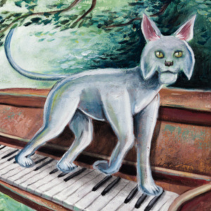cat on piano