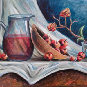 Krug mit Apfelschale